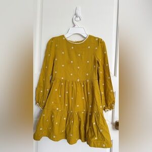 Mini Boden Mustard Floral Long Sleeve Dress